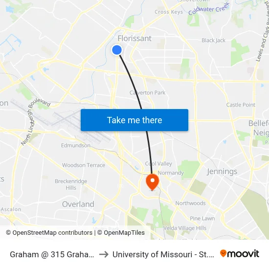 Graham @ 315 Graham Sb to University of Missouri - St. Louis map