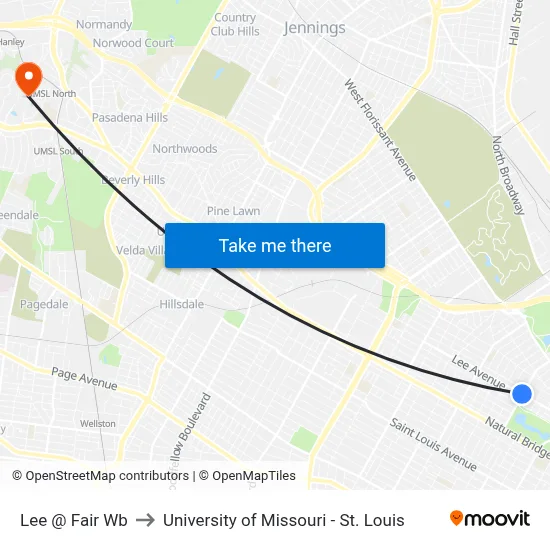 Lee @ Fair Wb to University of Missouri - St. Louis map