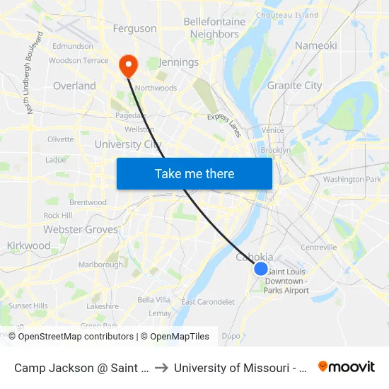 Camp Jackson @ Saint Paul Eb to University of Missouri - St. Louis map