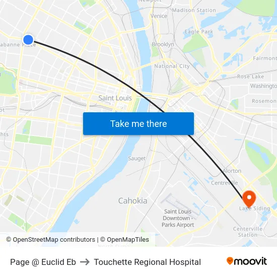 Page @ Euclid Eb to Touchette Regional Hospital map