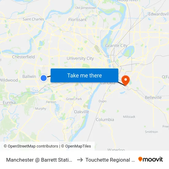 Manchester @ Barrett Station Road Eb to Touchette Regional Hospital map