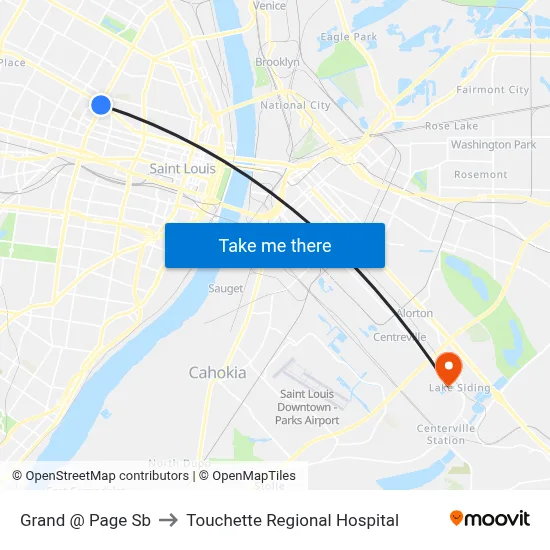 Grand @ Page Sb to Touchette Regional Hospital map