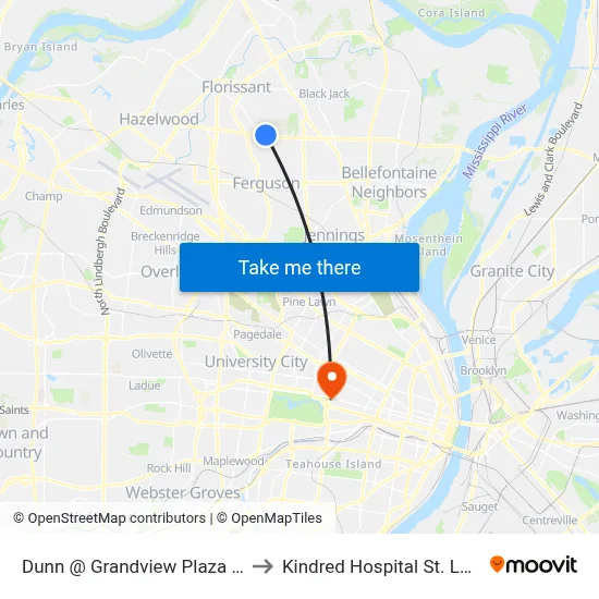 Dunn @ Grandview Plaza Wb to Kindred Hospital St. Louis map