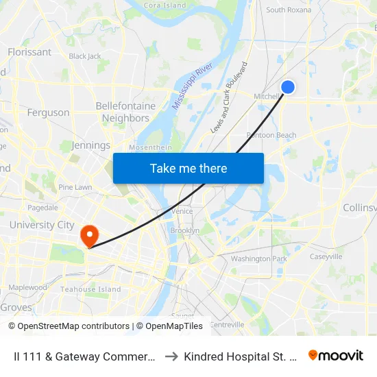 Il 111 & Gateway Commerce NE to Kindred Hospital St. Louis map