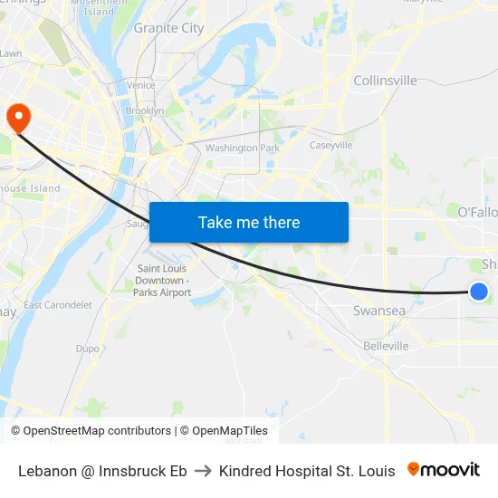 Lebanon @ Innsbruck Eb to Kindred Hospital St. Louis map