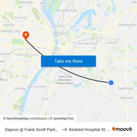Dapron @ Frank Scott Parkway Wb to Kindred Hospital St. Louis map