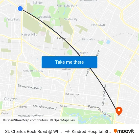 St. Charles Rock Road @ Wheaton Eb to Kindred Hospital St. Louis map