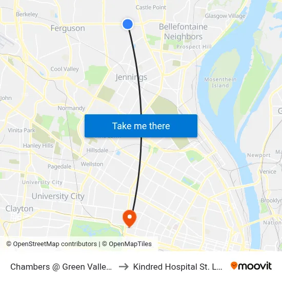 Chambers @ Green Valley Eb to Kindred Hospital St. Louis map
