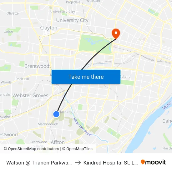 Watson @ Trianon Parkway Wb to Kindred Hospital St. Louis map
