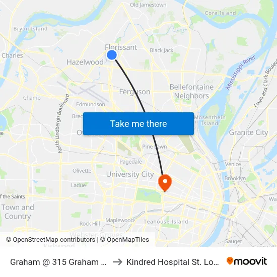 Graham @ 315 Graham Sb to Kindred Hospital St. Louis map