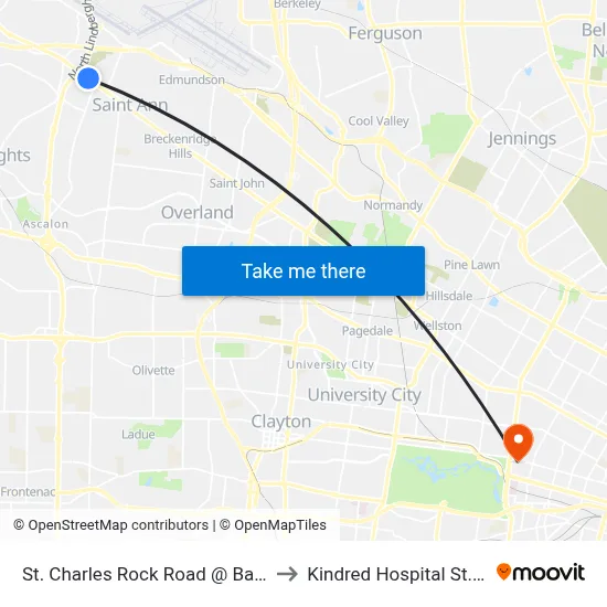 St. Charles Rock Road @ Banks Wb to Kindred Hospital St. Louis map
