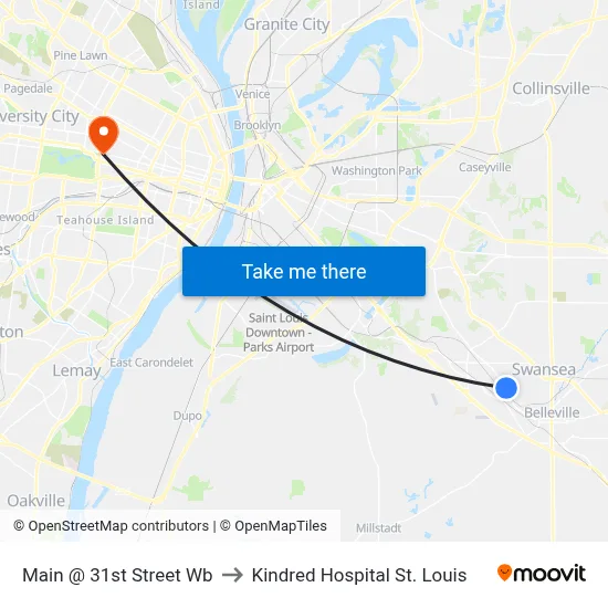 Main @ 31st Street Wb to Kindred Hospital St. Louis map