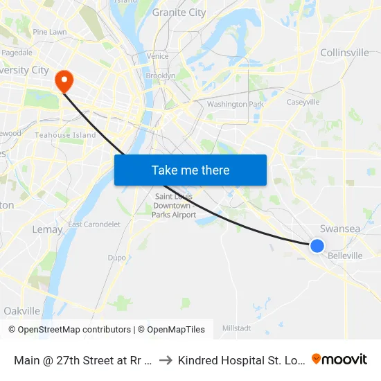 Main @ 27th Street at Rr Wb to Kindred Hospital St. Louis map