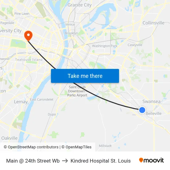 Main @ 24th Street Wb to Kindred Hospital St. Louis map