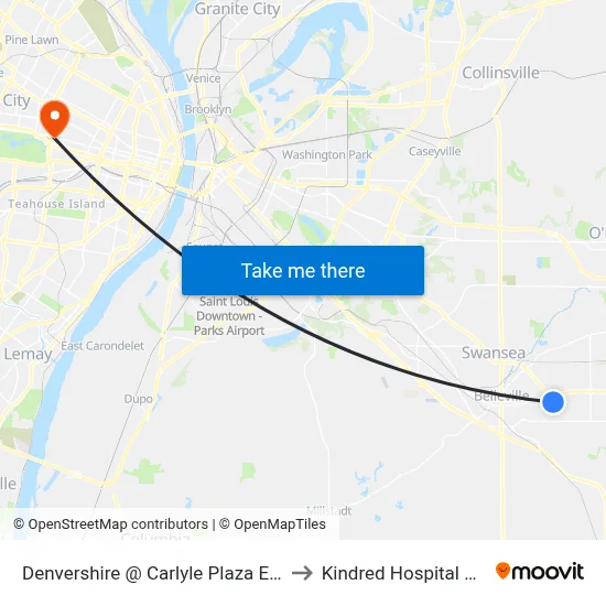 Denvershire @ Carlyle Plaza Entrance Nb to Kindred Hospital St. Louis map