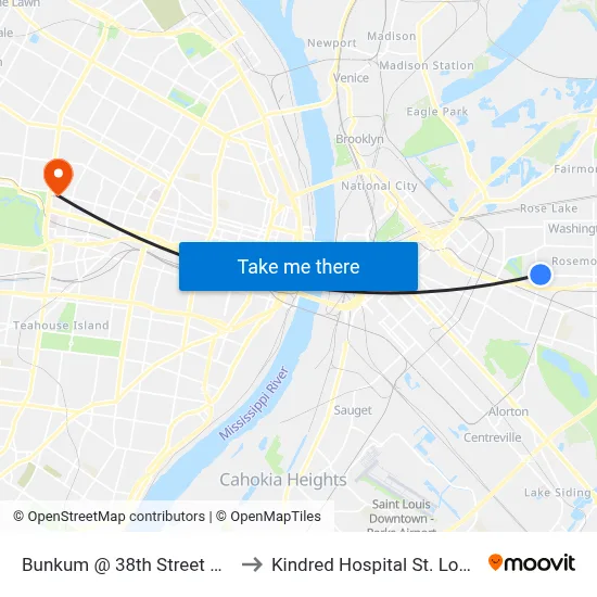 Bunkum @ 38th Street Wb to Kindred Hospital St. Louis map