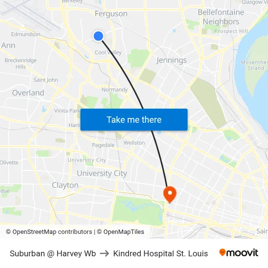 Suburban @ Harvey Wb to Kindred Hospital St. Louis map