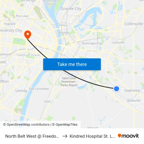 North Belt West @ Freedom Eb to Kindred Hospital St. Louis map