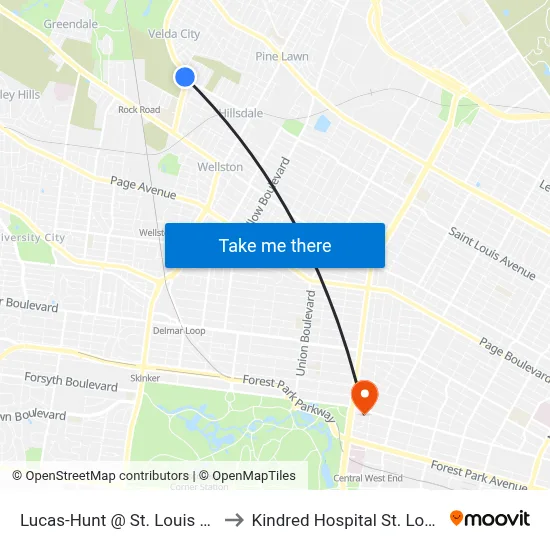 Lucas-Hunt @ St. Louis Nb to Kindred Hospital St. Louis map