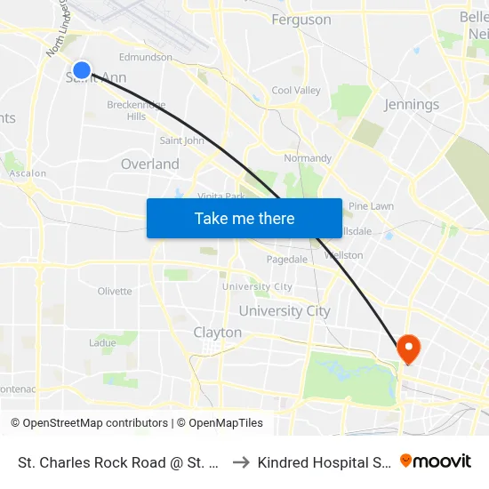 St. Charles Rock Road @ St. Timothy Eb to Kindred Hospital St. Louis map