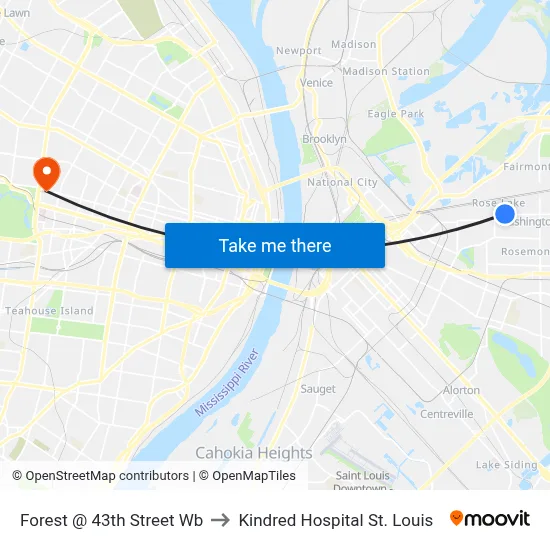 Forest @ 43th Street Wb to Kindred Hospital St. Louis map
