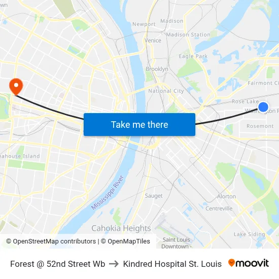 Forest @ 52nd Street Wb to Kindred Hospital St. Louis map
