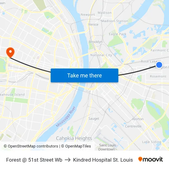 Forest @ 51st Street Wb to Kindred Hospital St. Louis map