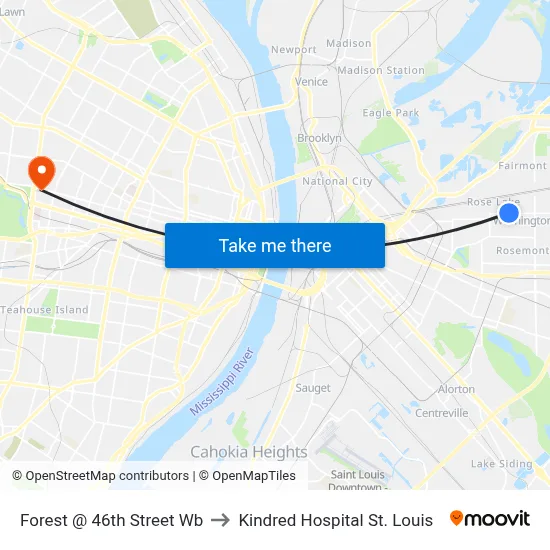 Forest @ 46th Street Wb to Kindred Hospital St. Louis map