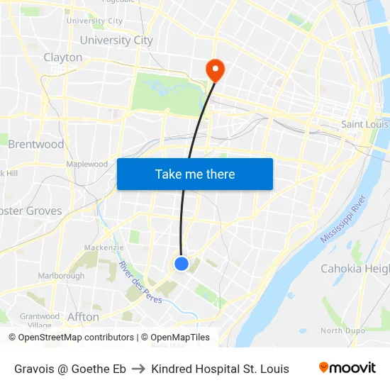 Gravois @ Goethe Eb to Kindred Hospital St. Louis map
