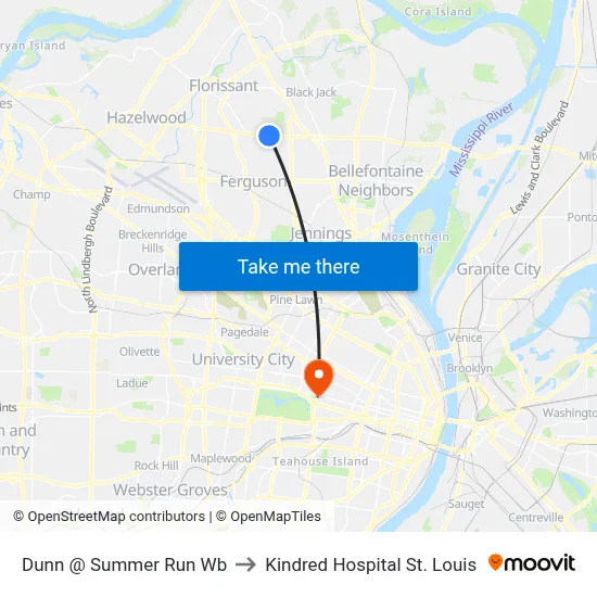 Dunn @ Summer Run Wb to Kindred Hospital St. Louis map