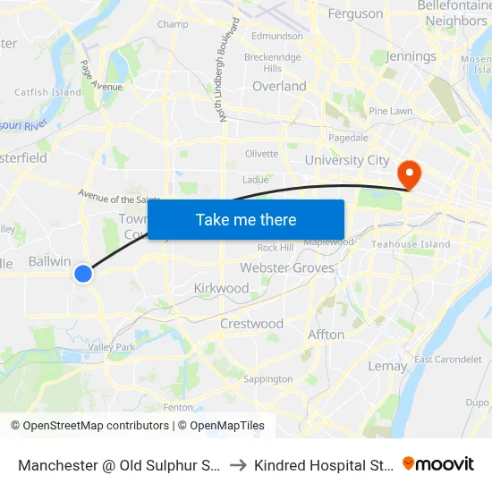 Manchester @ Old Sulphur Spring Wb to Kindred Hospital St. Louis map