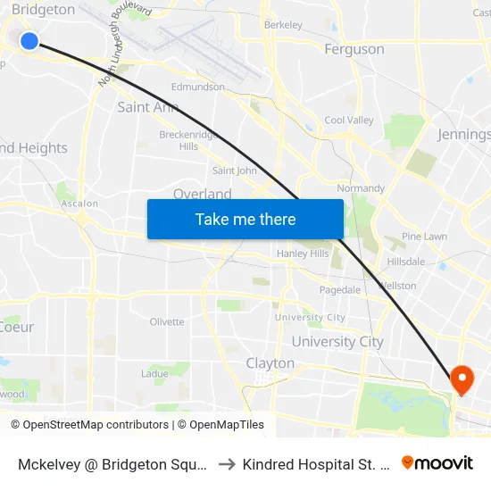 Mckelvey @ Bridgeton Square Eb to Kindred Hospital St. Louis map