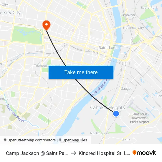Camp Jackson @ Saint Paul Eb to Kindred Hospital St. Louis map