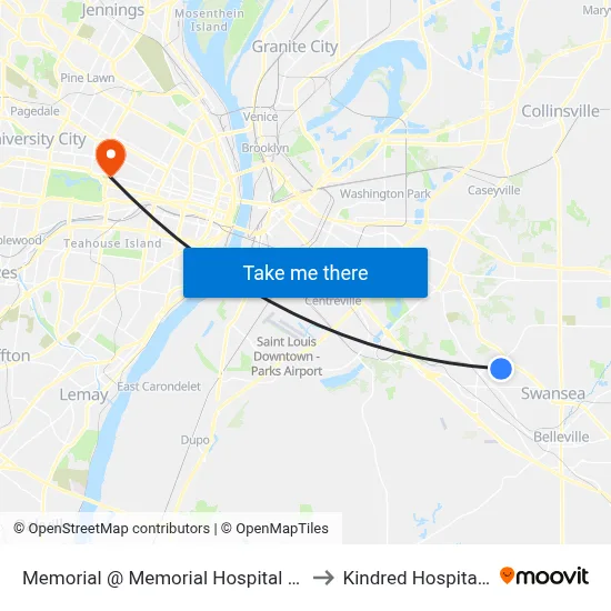 Memorial @ Memorial Hospital Main Entrance Eb to Kindred Hospital St. Louis map