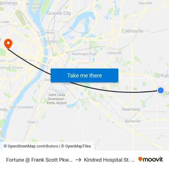 Fortune @ Frank Scott Pkwy E Nb to Kindred Hospital St. Louis map