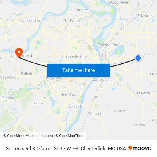 St. Louis Rd & Ofarrell St S / W to Chesterfield MO USA map