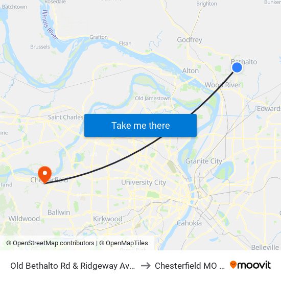 Old Bethalto Rd & Ridgeway Ave N / E to Chesterfield MO USA map