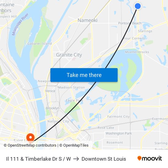 Il 111 & Timberlake Dr S / W to Downtown St Louis map