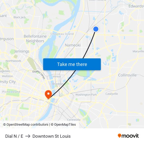 Dial N / E to Downtown St Louis map