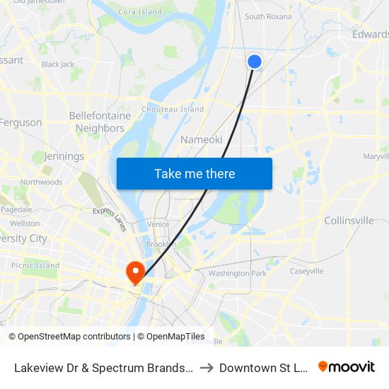 Lakeview Dr & Spectrum Brands N / E to Downtown St Louis map