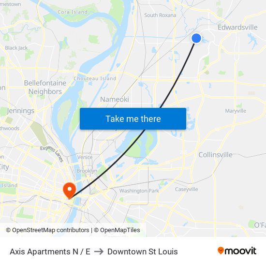 Axis Apartments N / E to Downtown St Louis map