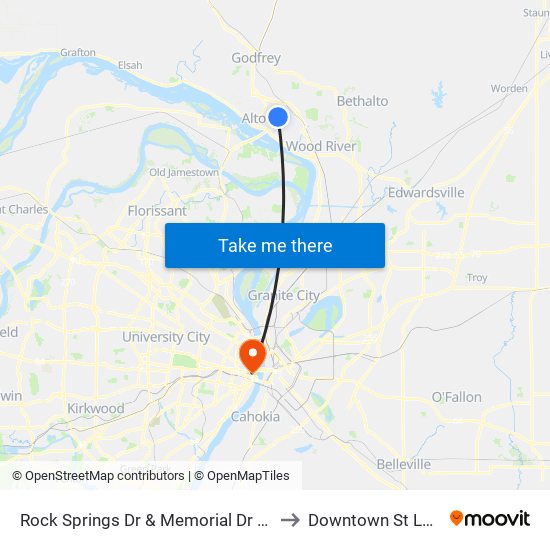 Rock Springs Dr & Memorial Dr S / W to Downtown St Louis map