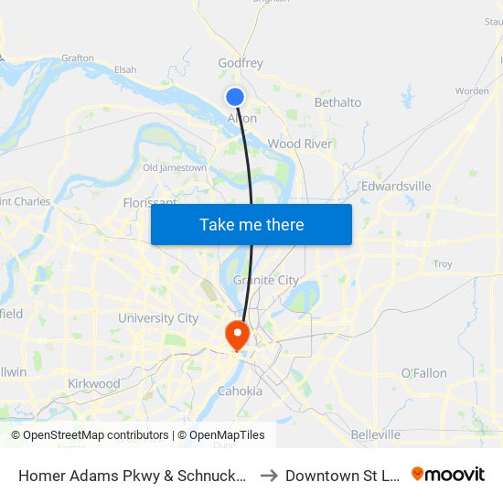 Homer Adams Pkwy & Schnucks N / E to Downtown St Louis map