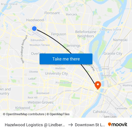 Hazelwood Logistics @ Lindbergh Wb to Downtown St Louis map