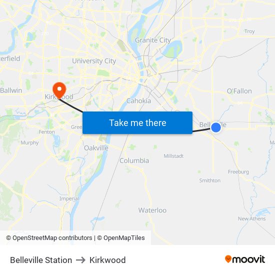 Belleville Station to Kirkwood map