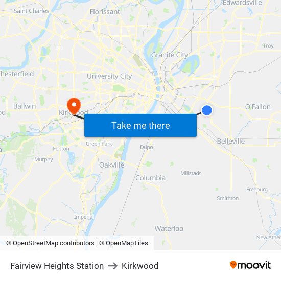 Fairview Heights Station to Kirkwood map