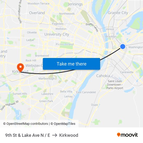 9th St & Lake Ave N / E to Kirkwood map