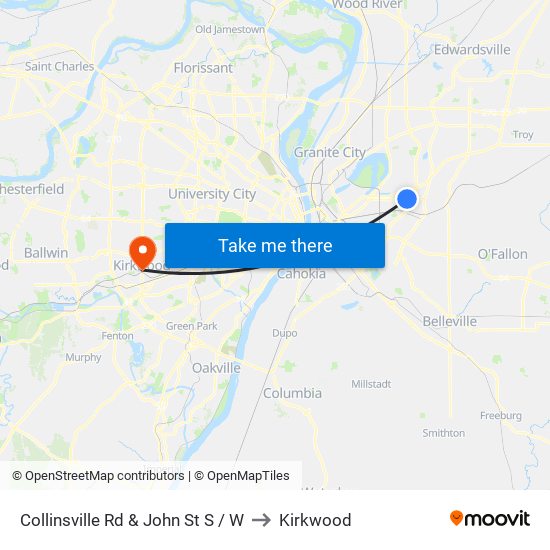 Collinsville Rd & John St S / W to Kirkwood map