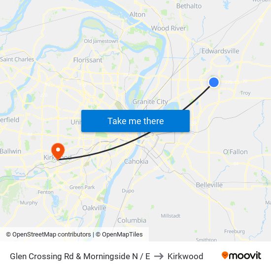 Glen Crossing Rd & Morningside N / E to Kirkwood map