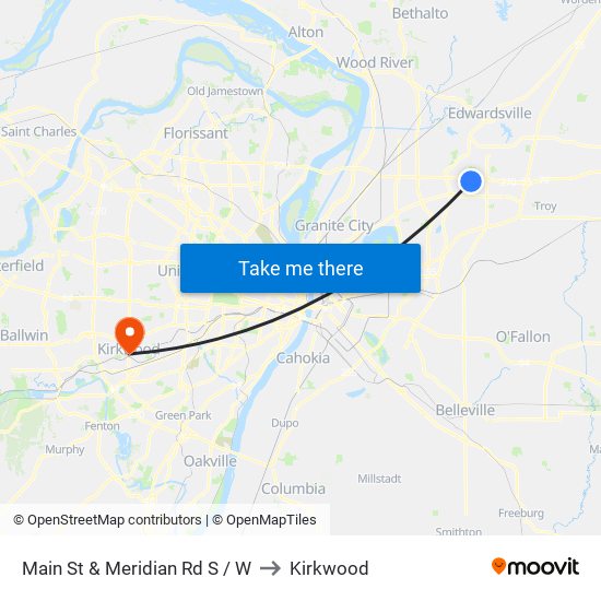 Main St & Meridian Rd S / W to Kirkwood map